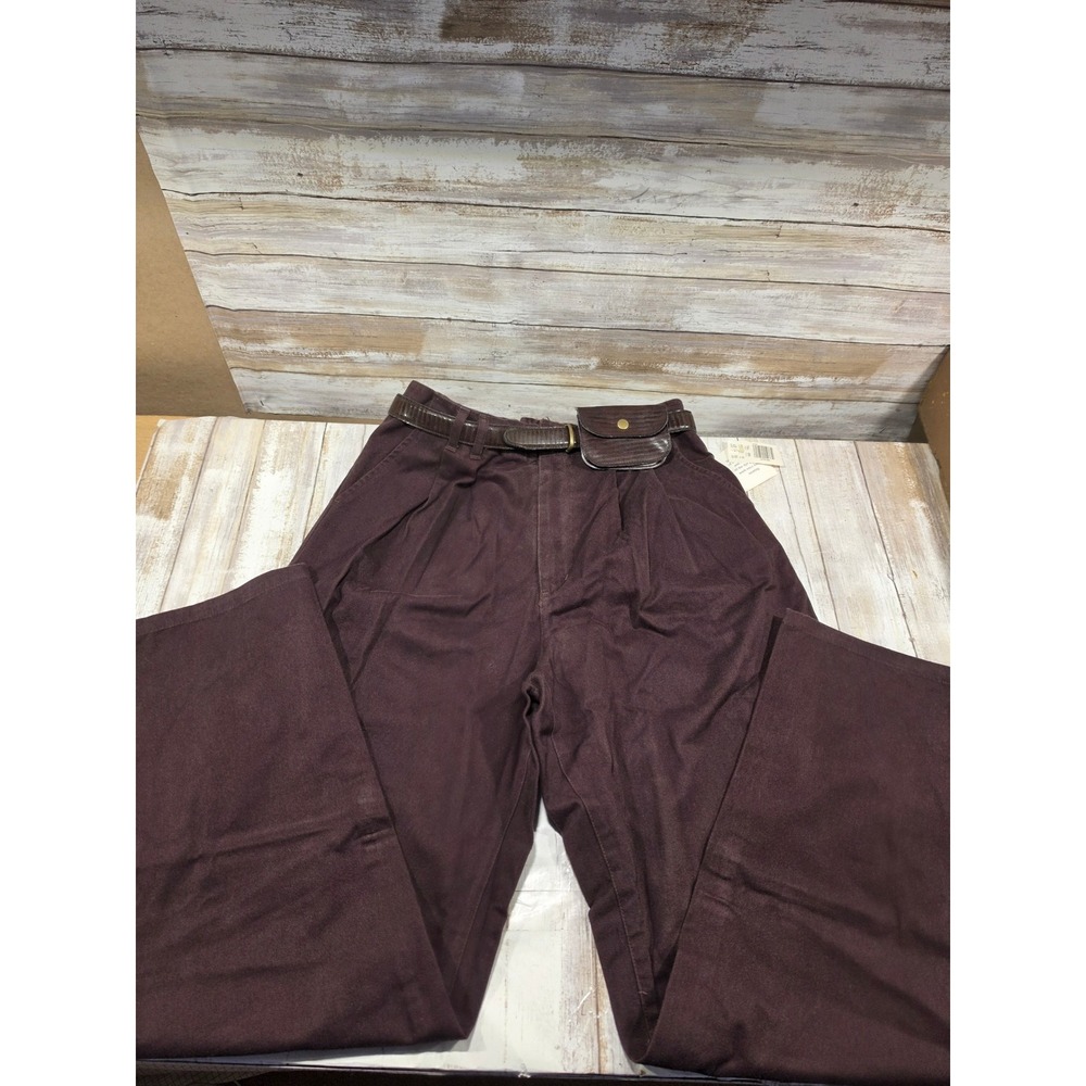 Regatta Womens Brown Pleated Cotton Pants with Belt Pouch Size 8 NEW READ